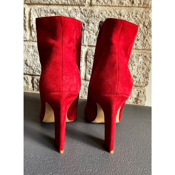 Marc Fisher Red Suede Boots, Pointed Toe, Side Zip MAYAE, High Heel, Sz 7.5M - Picture 6 of 8
